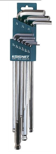 תמונה של סט מפתחות אלן כדורי 1/6"-3/8" 9 יחידות סיגנט