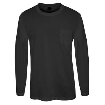 תמונה של חולצת T שחור שרוול ארוך + כיס סיגנט