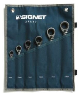 תמונה של סט מפתחות רינג פתוח רצ'ט + ווסת 8-19 מ"מ 6 יחידות סיגנט