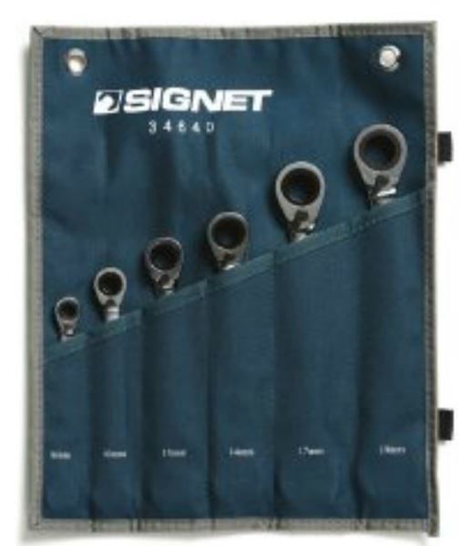 תמונה של סט מפתחות רינג פתוח רצ'ט + ווסת 8-19 מ"מ 6 יחידות סיגנט