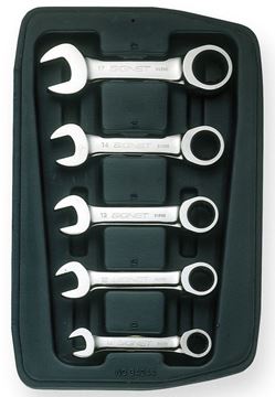 תמונה של סט מפתחות רינג פתוח רצ'ט קצר 10-19 מ"מ 7 יחידות סיגנט