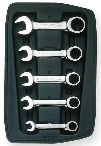 תמונה של סט מפתחות רינג פתוח רצ'ט קצר 10-19 מ"מ 7 יחידות סיגנט