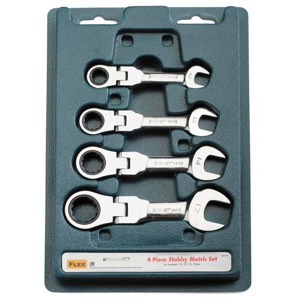 Picture of סט מפתחות רינג פתוח רצ'ט פרקי קצר 10-17 מ"מ 4 יחידות סיגנט
