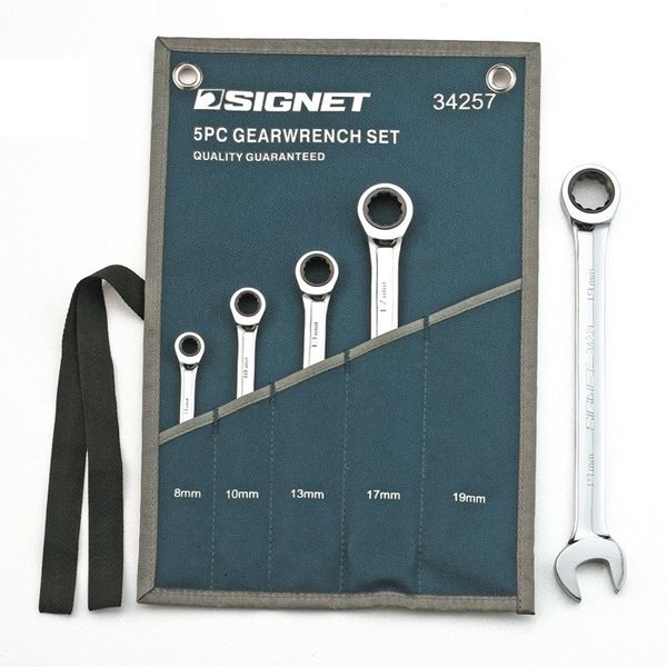 תמונה של סט מפתחות רינג פתוח רצ'ט 8-19 מ"מ 5 יחידות סיגנט