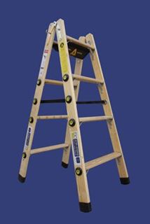 תמונה של סולם עץ רב מיקצועי לחשמלאים 10 שלבים גובה 3.12 מ' סולמות חגית