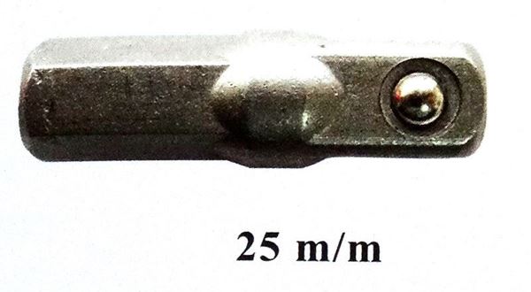 תמונה של מתאם מרובע "1/4 משושה "1/4 25 מ"מ