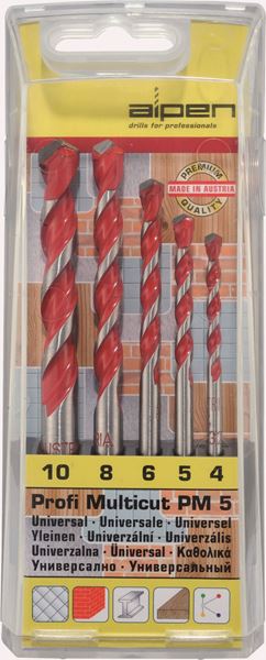 Picture of סט מקדחי מולטיקט 4-10 מ"מ 5 י"ח PM5 לקידוח באבן, בטון, מתכות, עץ ועוד אלפן