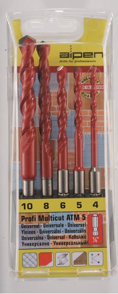 תמונה של סט מקדחי מולטיקט קנה משושה 4-10 מ"מ לקידוח באבן, בטון, מתכות, עץ ועוד אלפן