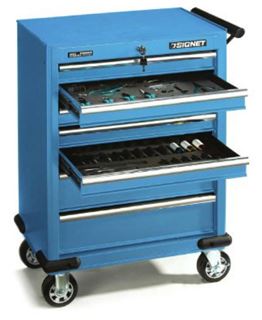 תמונה של ארון/עגלת כלים מאובזרת כחולה 147 כלים סיגנט