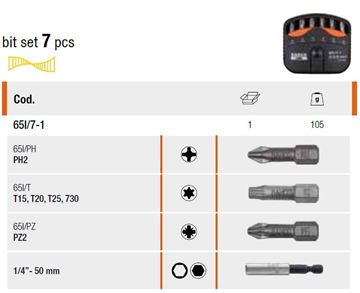 Picture of BITS SET 7PCS INOX PH,PZ,TORX