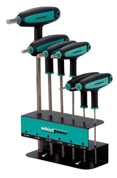 תמונה של סט מברג אלן כדורי 3/32-5/16 ידית T ווירלפאוור