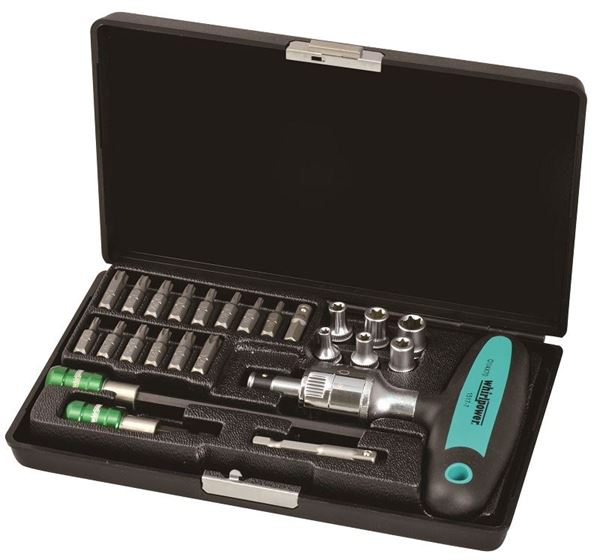 תמונה של סט ביטים ובוקסות 1/4" עם ידית T רצ'ט, 25 י"ח ווירלפאוור