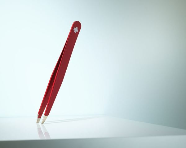 Picture of Tweezers Classic Swiss made of red-white epoxy-coated stainless Rubis