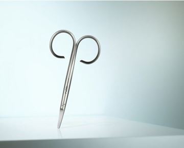 Picture of High-quality baby nail scissors made of martensitic steel in a distinctive design.