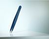 Picture of High-quality cosmetic tweezers made of blue epoxy-coated stainless steel in classic design with fine straight tips.