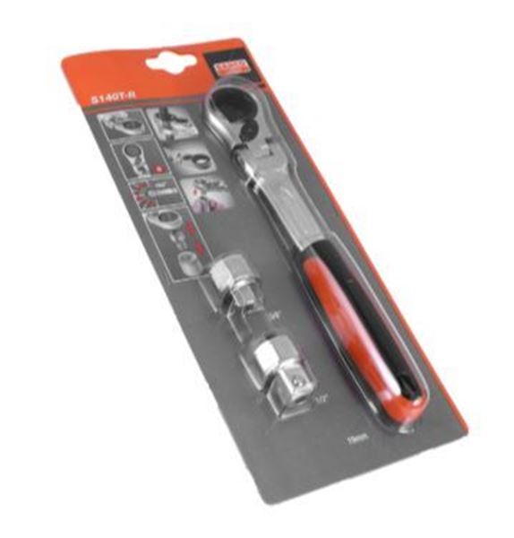 תמונה של ידית רצ'ט עם ראש מתחלף + 2 מתאמים של "1/2 - 3/8" באקו