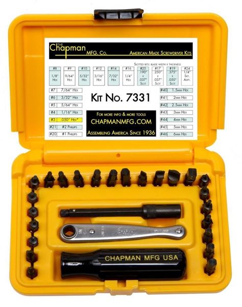 Picture of 7331 SAE + Metric Allen Hex Screwdriver Set | Chapman MFG