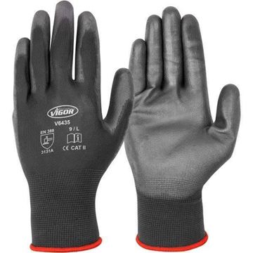 Picture of Pair of Large Black PU Gloves.VIGOR
