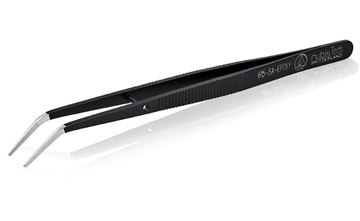 תמונה של פינצטה מצופה אפוקסי ESD - אנטיסטטית  / נוגדת חומצה - קצוות משוננים - וכפופים / זויתיים  רוביס