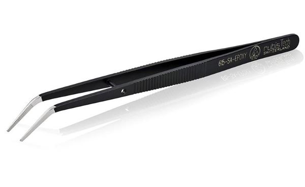 תמונה של פינצטה מצופה אפוקסי ESD - אנטיסטטית  / נוגדת חומצה - קצוות משוננים - וכפופים / זויתיים  רוביס