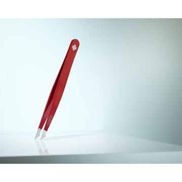 Picture of High-quality cosmetic tweezers made of red-white epoxy-coated stainless steel Rubis