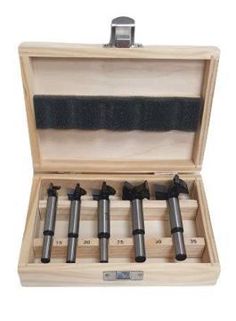 תמונה של סט מקדחי צירים לעץ  (פקק) 15-35 מ"מ 5 י"ח