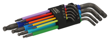 תמונה של סט מפתחות אלן כדורי ארוך מ"מ  צבעוני 1.5-10 מ"מ בקו