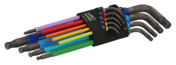 תמונה של סט מפתחות אלן כדורי ארוך מ"מ  צבעוני 1.5-10 מ"מ בקו