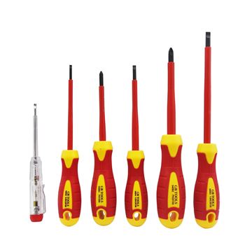 תמונה של סט מברגים מבודד 1000 וולט עם טסטר 6 י"ח 