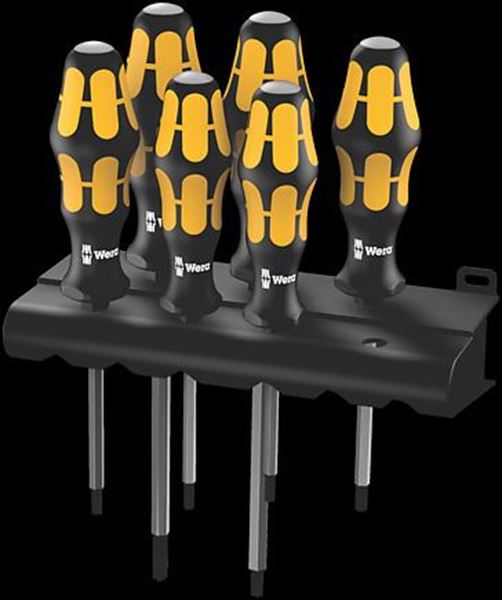 Picture of 977/6 TORX® Screwdriver set Kraftform Wera: Chiseldriver and rack, 6 pieces WERA