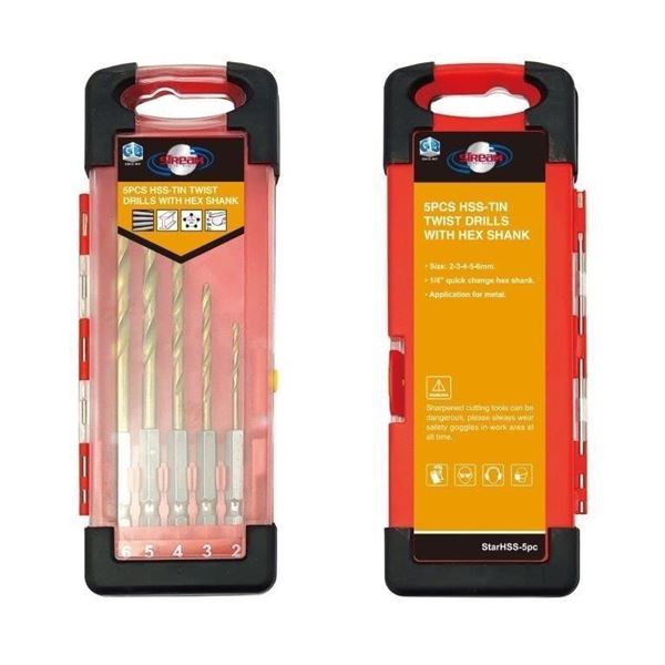 תמונה של סט מקדחים  טיטניום 5 יחידות  קנה משושה נורטולס
