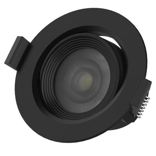 תמונה של שקוע עגול מתכוונן 7W VEGA שחור - גוון אור לבחירה