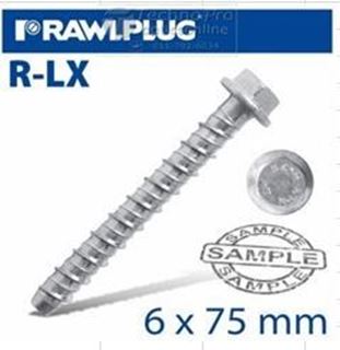 Picture of R-LX-06X075-HF-ZP self Tapping concrete Bolt 6/75