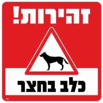 תמונה של שלט זהירות כלב בחצר גודל 30*30