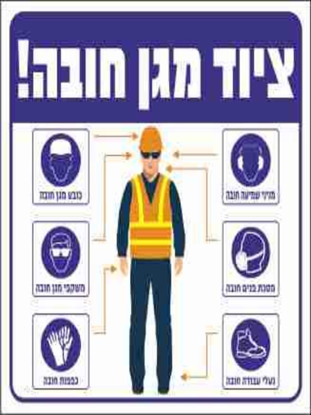 תמונה של שלט בגודל 30*30 ס"מ "ציוד מגן חובה"