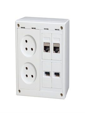 תמונה של קופסא D-14 תה"ט + 2שקע כח + 2 בזק + 2 מחשב