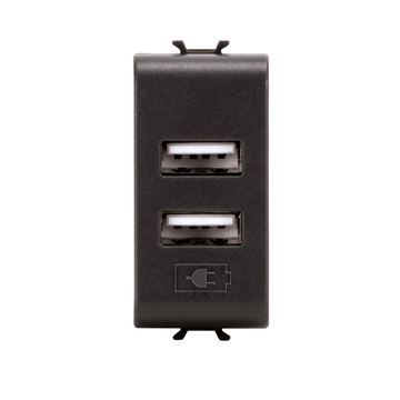 תמונה של קורוס-שקע USB כפול 1 מודול 2.1A שחור מט/סאטן