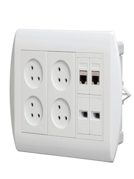 תמונה של קופסא D-17 תהט+4 שקע כח לבן+מתאם