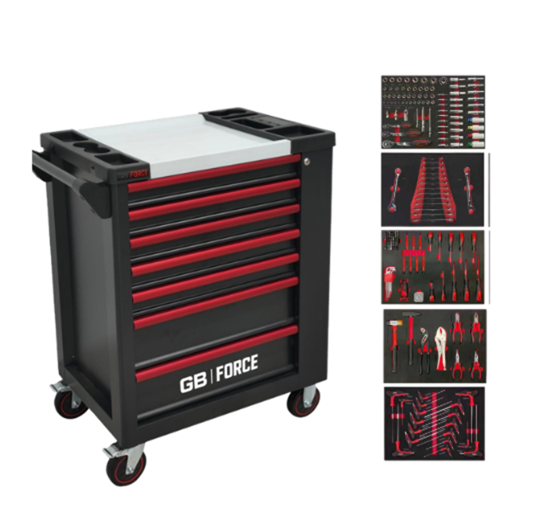 תמונה של עגלת כלים 7 מגירות כולל דלת צד + 248 כלים