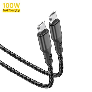 תמונה של כבל טעינה 2 מטר שחור TYPE C ל- 100W TYPE C