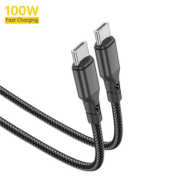 תמונה של כבל טעינה 2 מטר שחור TYPE C ל- 100W TYPE C