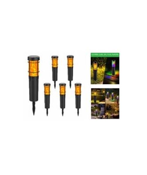 תמונה של שלהבת דוקרן לגינה סולארי אור להבה + RGB  שחור 12 לדים