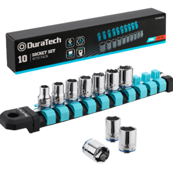 תמונה של סט בוקסות 3/8 10 יח' עם מתקן DURATECH