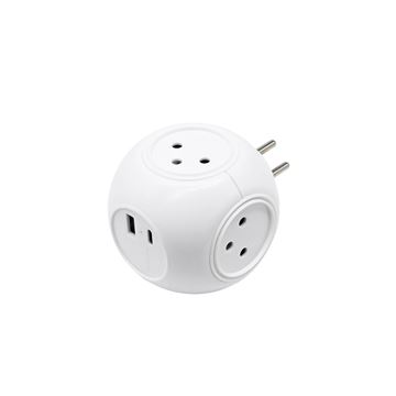 תמונה של מפצל קובייה 4 שקעים + 2.1A USB + TYPE-C